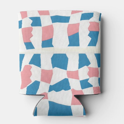 Retro Mod Roze Blauw Checkerboard Abstract Blikjeskoeler (Achterkant)