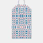 Retro Mod Roze Blauw Checkerboard Abstract Cadeaulabel (Voorkant)