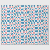 Retro Mod Roze Blauw Checkerboard Abstract Cadeaupapier (Vlak)