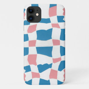 Retro Mod Roze Blauw Checkerboard Abstract Case-Mate iPhone Case