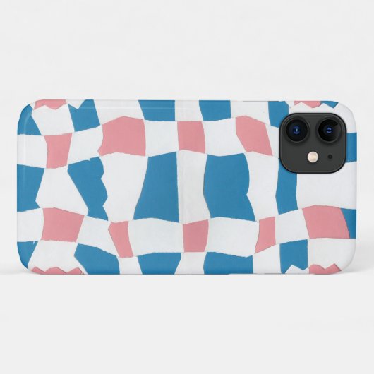 Retro Mod Roze Blauw Checkerboard Abstract Case-Mate iPhone Case (Achterkant (horizontaal))