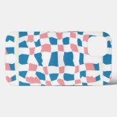 Retro Mod Roze Blauw Checkerboard Abstract Case-Mate iPhone Case (Achterkant (horizontaal))