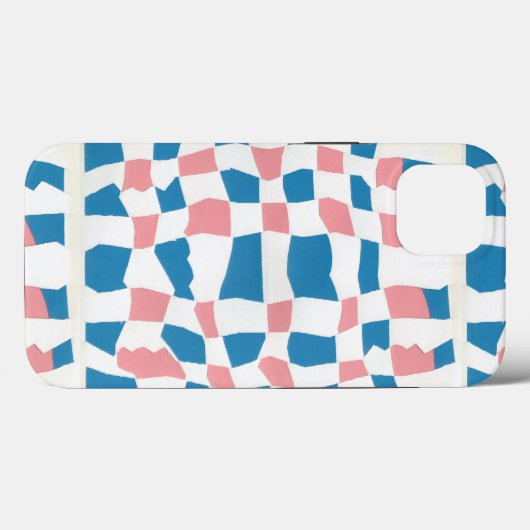 Retro Mod Roze Blauw Checkerboard Abstract Case-Mate iPhone Case (Achterkant (horizontaal))
