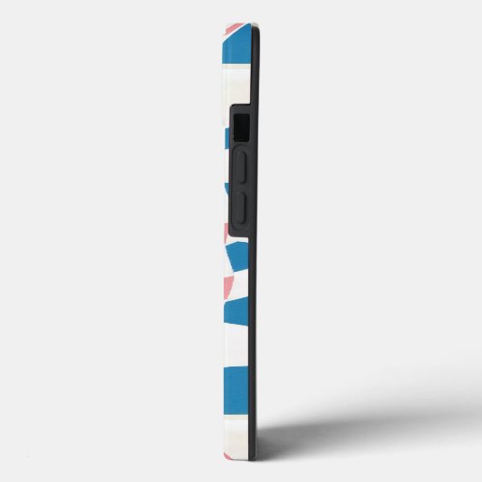 Retro Mod Roze Blauw Checkerboard Abstract Case-Mate iPhone Case (Achterkant / Links)