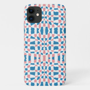Retro Mod Roze Blauw Checkerboard Abstract Case-Mate iPhone Case