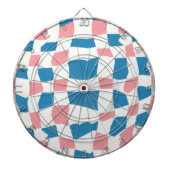Retro Mod Roze Blauw Checkerboard Abstract Dartbord (Voorkant)