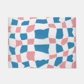 Retro Mod Roze Blauw Checkerboard Abstract Deurmat (Voorkant)