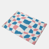 Retro Mod Roze Blauw Checkerboard Abstract Deurmat (Schuin)