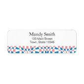 Retro Mod Roze Blauw Checkerboard Abstract Etiket (Voorkant)