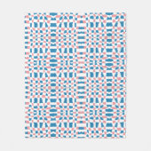 Retro Mod Roze Blauw Checkerboard Abstract Fleece Deken (Voorkant)