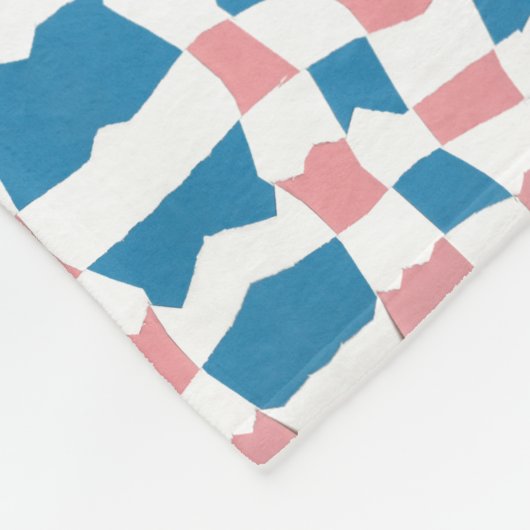 Retro Mod Roze Blauw Checkerboard Abstract Fleece Deken (Hoek)