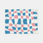 Retro Mod Roze Blauw Checkerboard Abstract Fleece Deken (Voorkant (Horizontaal))