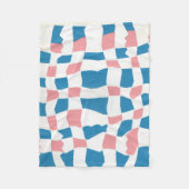 Retro Mod Roze Blauw Checkerboard Abstract Fleece Deken (Voorkant)