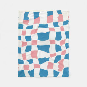 Retro Mod Roze Blauw Checkerboard Abstract Fleece Deken