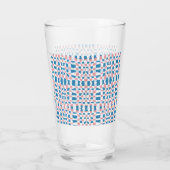 Retro Mod Roze Blauw Checkerboard Abstract Glas (Achterkant)