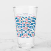 Retro Mod Roze Blauw Checkerboard Abstract Glas (Voorkant)