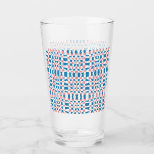 Retro Mod Roze Blauw Checkerboard Abstract Glas