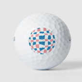 Retro Mod Roze Blauw Checkerboard Abstract Golfballen (Voorkant)
