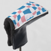 Retro Mod Roze Blauw Checkerboard Abstract Golfheadcover (3/4 voorkant)