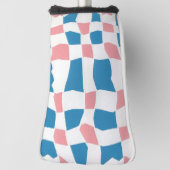 Retro Mod Roze Blauw Checkerboard Abstract Golfheadcover (Draai 90)