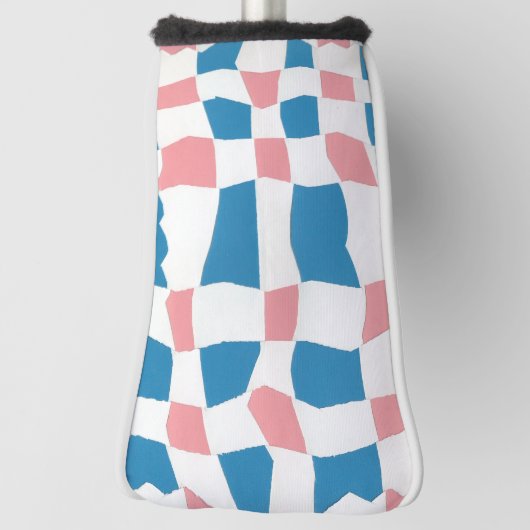 Retro Mod Roze Blauw Checkerboard Abstract Golfheadcover (Draai 90)