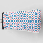 Retro Mod Roze Blauw Checkerboard Abstract Golfheadcover (Voorkant)