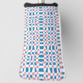Retro Mod Roze Blauw Checkerboard Abstract Golfheadcover (Draai 90)