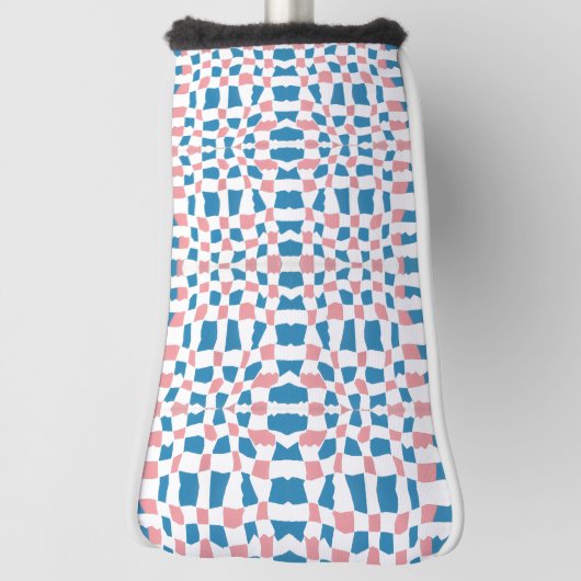 Retro Mod Roze Blauw Checkerboard Abstract Golfheadcover (Draai 90)