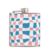 Retro Mod Roze Blauw Checkerboard Abstract Heupfles (Voorkant)