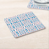 Retro Mod Roze Blauw Checkerboard Abstract Kartonnen Onderzetters (Schuin)