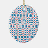 Retro Mod Roze Blauw Checkerboard Abstract Keramisch Ornament (Rechts)