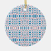 Retro Mod Roze Blauw Checkerboard Abstract Keramisch Ornament (Voorkant)