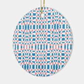Retro Mod Roze Blauw Checkerboard Abstract Keramisch Ornament (Links)