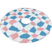 Retro Mod Roze Blauw Checkerboard Abstract Kerstboom Rok (Gekanteld)
