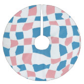 Retro Mod Roze Blauw Checkerboard Abstract Kerstboom Rok (Voorkant)