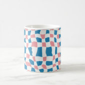 Retro Mod Roze Blauw Checkerboard Abstract Koffiemok (Center)