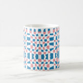 Retro Mod Roze Blauw Checkerboard Abstract Koffiemok (Center)