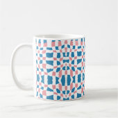 Retro Mod Roze Blauw Checkerboard Abstract Koffiemok (Links)