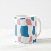 Retro Mod Roze Blauw Checkerboard Abstract Koffiemok (Voorkant rechts)