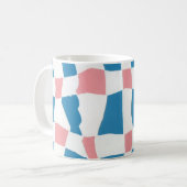 Retro Mod Roze Blauw Checkerboard Abstract Koffiemok (Voorkant links)