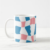 Retro Mod Roze Blauw Checkerboard Abstract Koffiemok (Links)