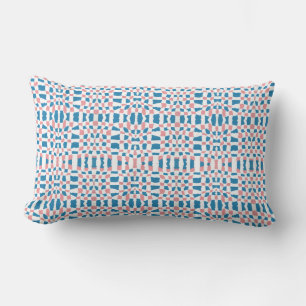 Retro Mod Roze Blauw Checkerboard Abstract Kussen