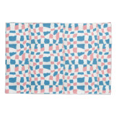 Retro Mod Roze Blauw Checkerboard Abstract Kussensloop (Achterkant)
