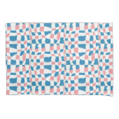 Retro Mod Roze Blauw Checkerboard Abstract Kussensloop (Voorkant)