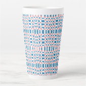 Retro Mod Roze Blauw Checkerboard Abstract Latte Mok (Voorkant)