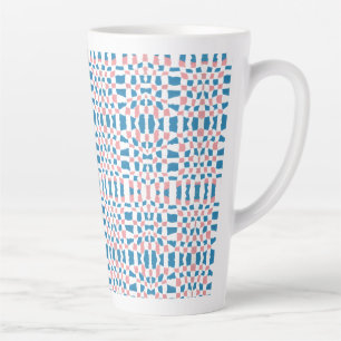 Retro Mod Roze Blauw Checkerboard Abstract Latte Mok