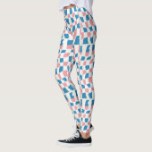 Retro Mod Roze Blauw Checkerboard Abstract Leggings (Links)