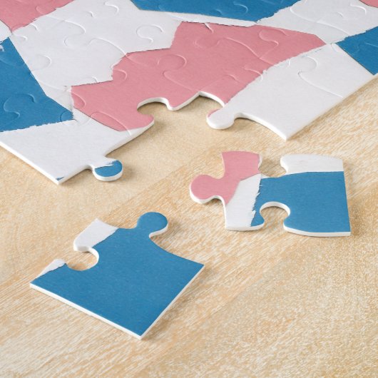 Retro Mod Roze Blauw Checkerboard Abstract Legpuzzel (Zijkant)