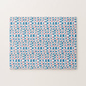 Retro Mod Roze Blauw Checkerboard Abstract Legpuzzel (Horizontaal)