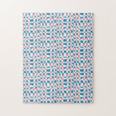 Retro Mod Roze Blauw Checkerboard Abstract Legpuzzel (Verticaal)